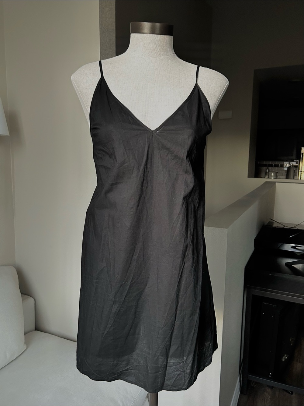 The Fifth Label Black Cotton V-Neck Slip mini dress